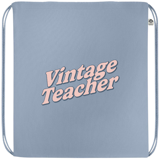 Vintage Teacher Design - Premium colored organic cotton drawstring bag_BABY BLUE_front