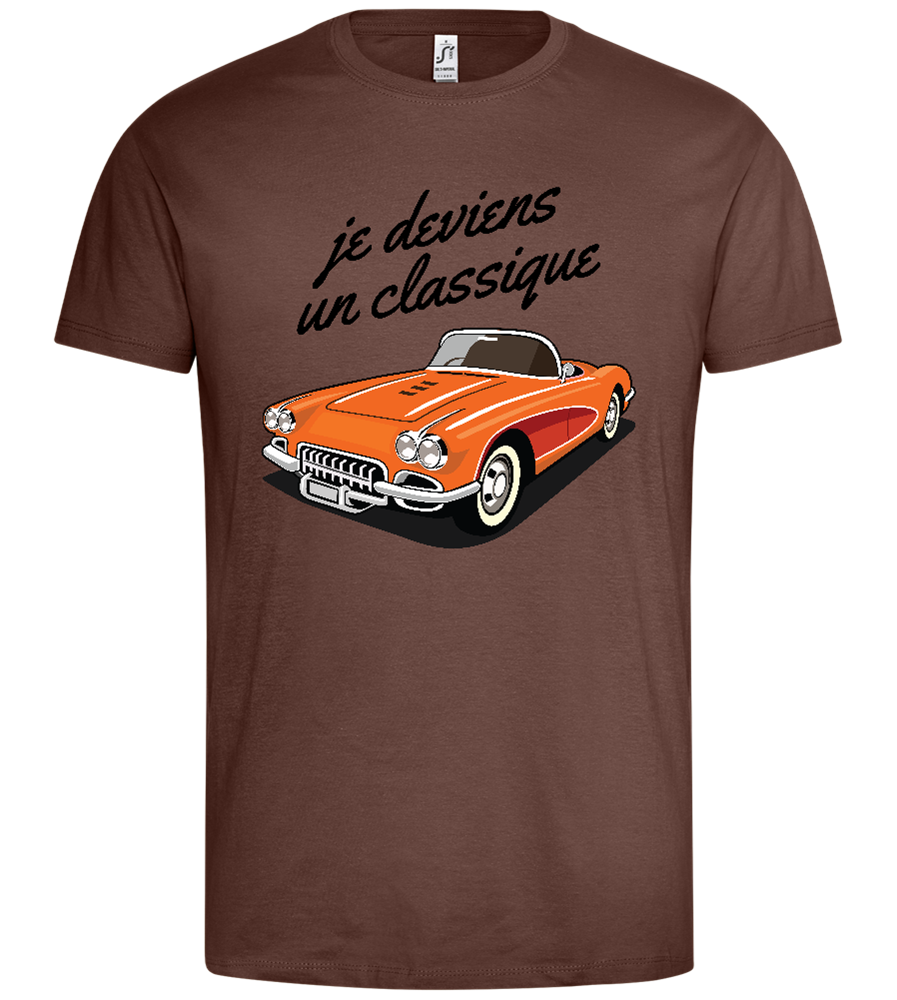 Becoming A Classic Design - Premium men's t-shirt_CHOCOLATE_front