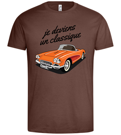 Becoming A Classic Design - Premium men's t-shirt_CHOCOLATE_front