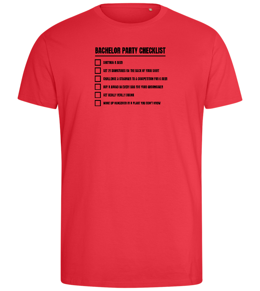 Bachelor Party Checklist Design - Comfort men's fitted t-shirt_BRIGHT RED_front