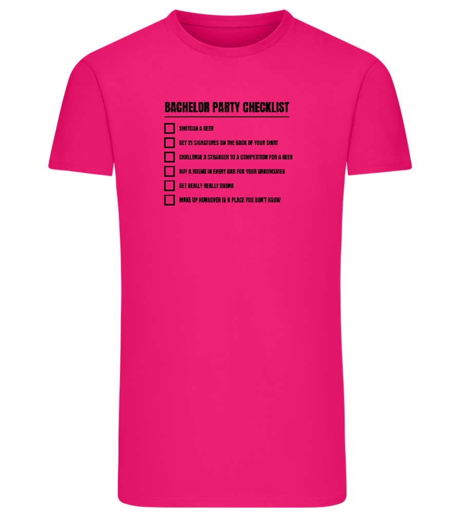 Bachelor Party Checklist Design - Comfort men's fitted t-shirt_FUCHSIA_front