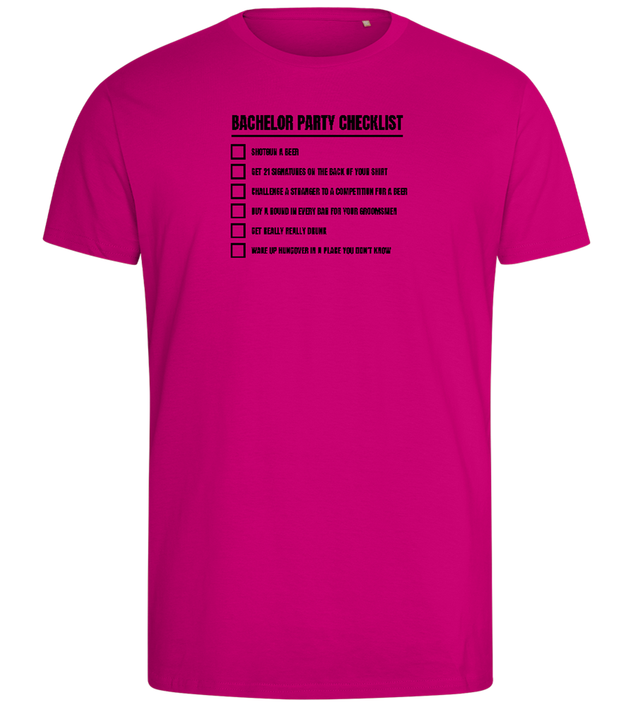 Bachelor Party Checklist Design - Comfort men's fitted t-shirt_FUCHSIA_front