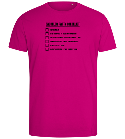 Bachelor Party Checklist Design - Comfort men's fitted t-shirt_FUCHSIA_front