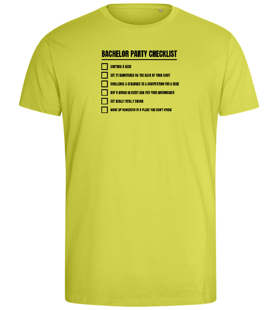 Bachelor Party Checklist Design - Comfort men's fitted t-shirt_GREEN APPLE_front