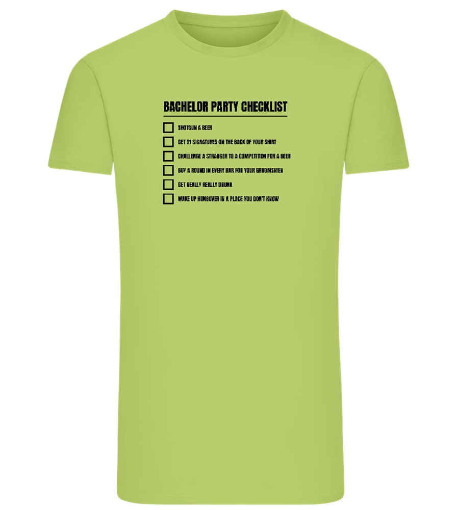 Bachelor Party Checklist Design - Comfort men's fitted t-shirt_GREEN APPLE_front