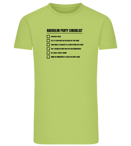 Bachelor Party Checklist Design - Comfort men's fitted t-shirt_GREEN APPLE_front