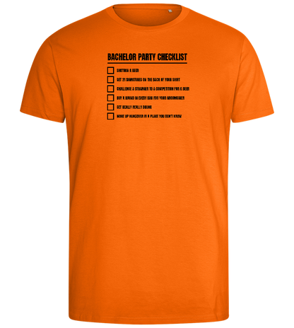 Bachelor Party Checklist Design - Comfort men's fitted t-shirt_ORANGE_front