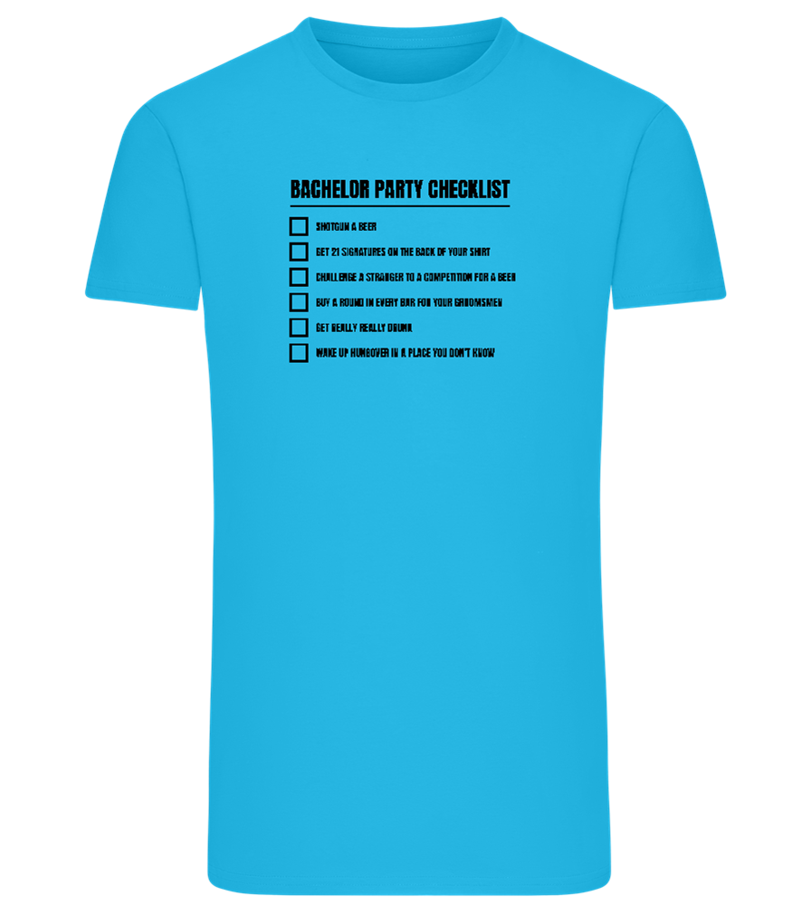 Bachelor Party Checklist Design - Comfort men's fitted t-shirt_TURQUOISE_front