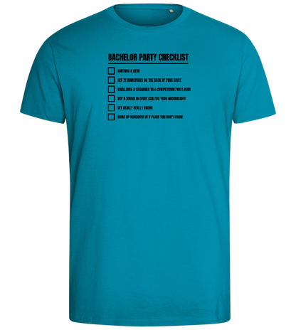 Bachelor Party Checklist Design - Comfort men's fitted t-shirt_TURQUOISE_front