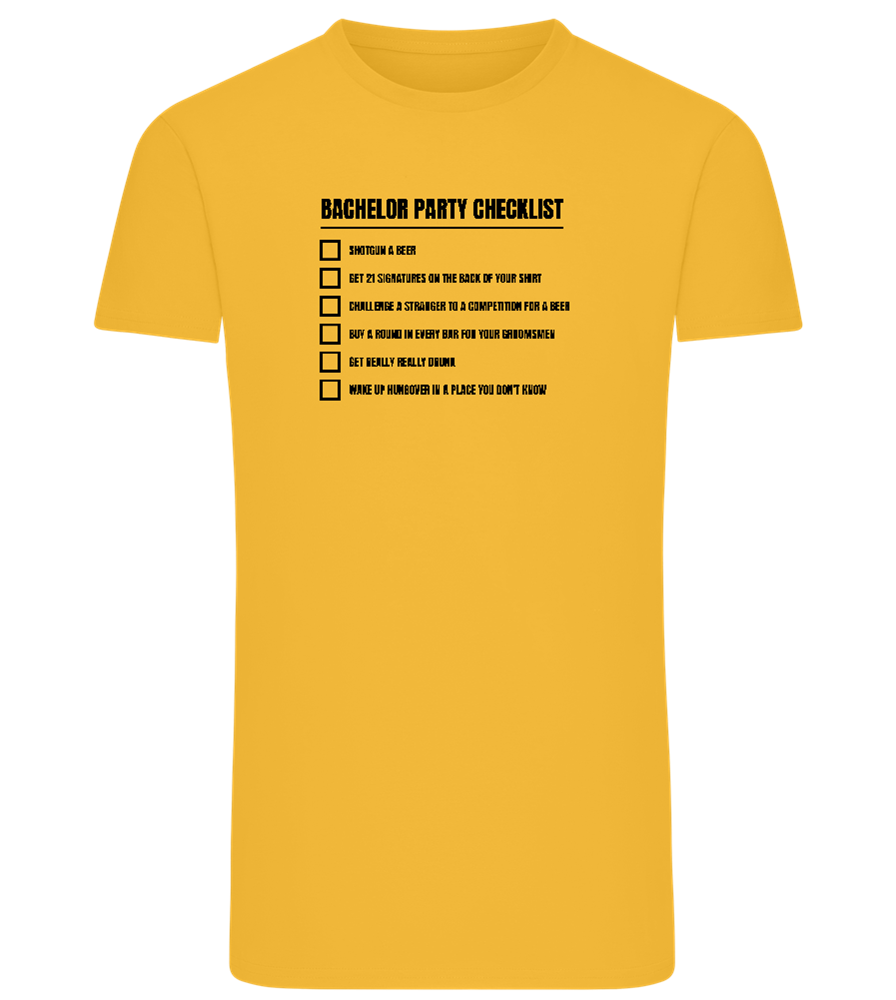 Bachelor Party Checklist Design - Comfort men's fitted t-shirt_YELLOW_front