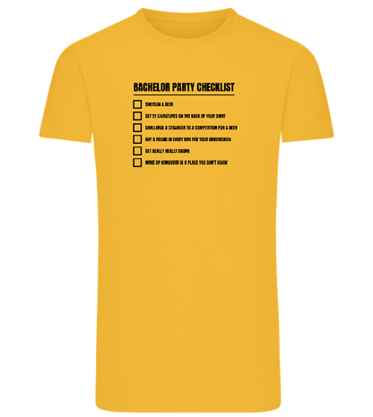 Bachelor Party Checklist Design - Comfort men's fitted t-shirt_YELLOW_front