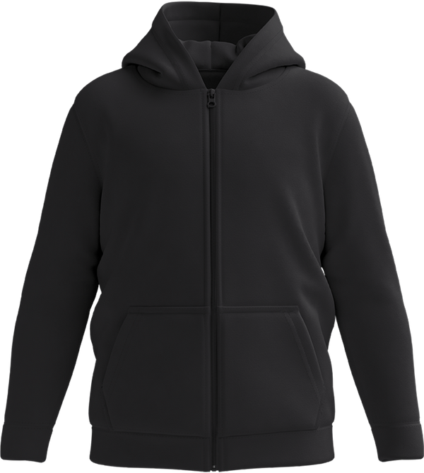 Comfort kids unisex zip hoodie_BLACK_front