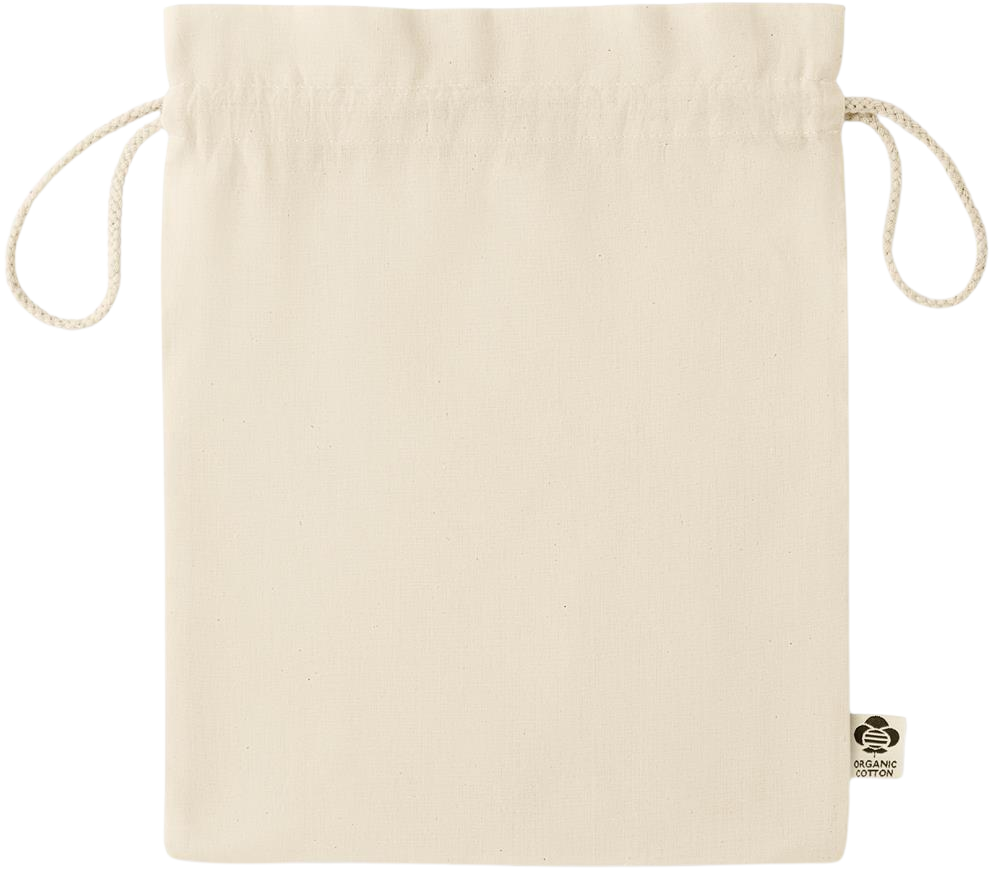 Essential medium organic drawcord gift bag_BEIGE_front