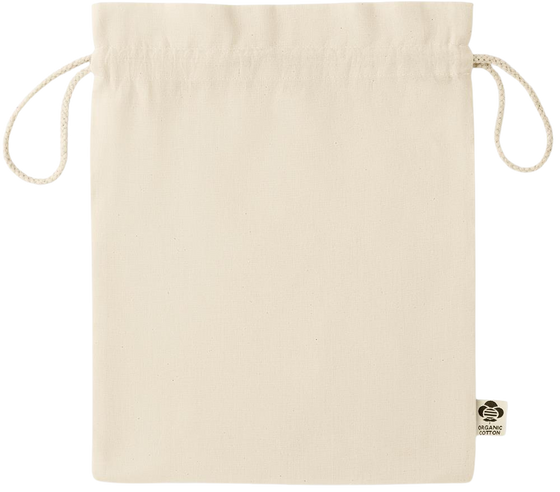 Comfort medium organic drawcord gift bag_BEIGE_front