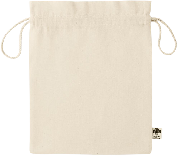 Comfort medium organic drawcord gift bag_BEIGE_front