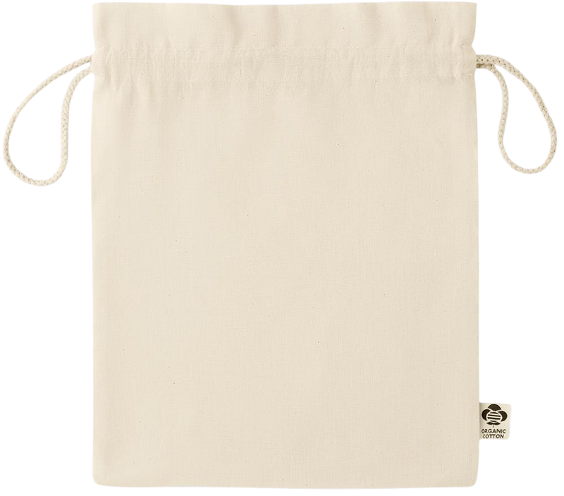 Essential medium organic drawcord gift bag_BEIGE_front