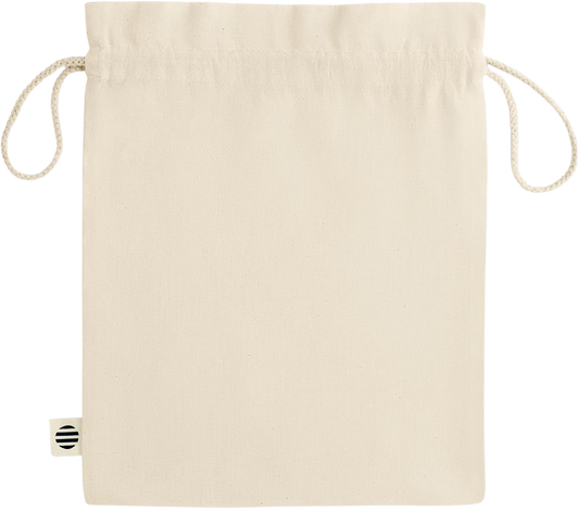 Essential medium organic drawcord gift bag_BEIGE_back