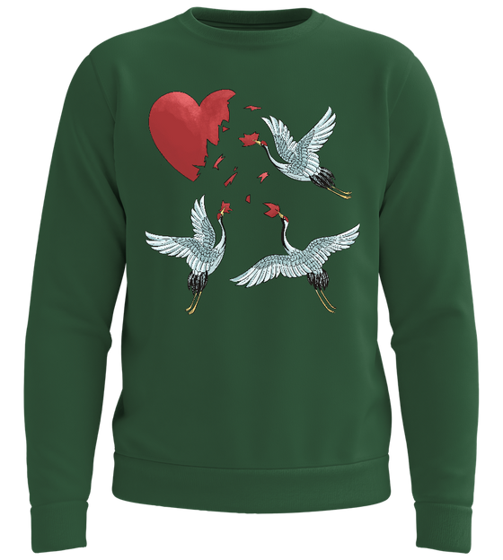 Cranes of Heartbreak Design - Comfort unisex sweater_GREEN BOTTLE_front