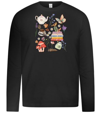 Autumn Vibes Design - Premium kids long sleeve t-shirt_DEEP BLACK_front