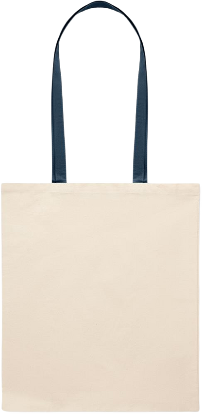 Teacher Pencil Design - Essential colored handle tote bag_BLUE_back