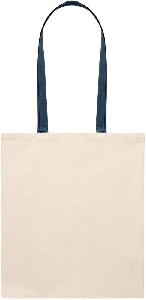 Teacher Pencil Design - Essential colored handle tote bag_BLUE_back