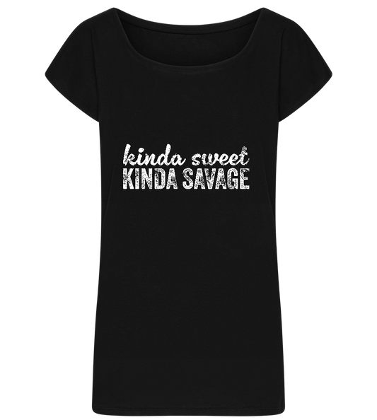 Kinda Sweet Kinda Savage Design - Comfort long t-shirt_DEEP BLACK_front