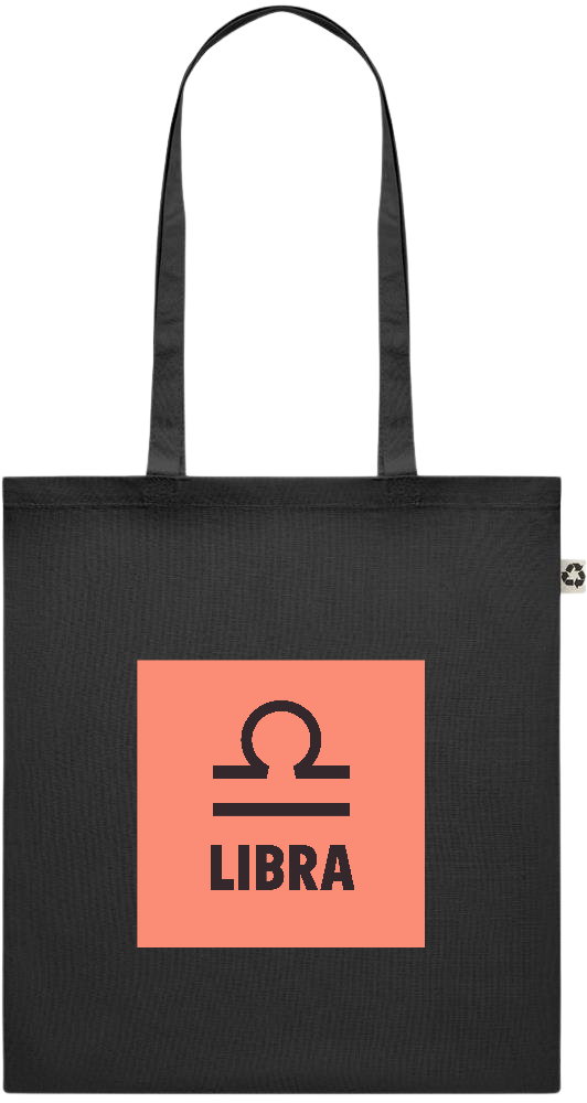 Zodiac Libra Design - Recycled cotton colored shopping bag_BLACK_front