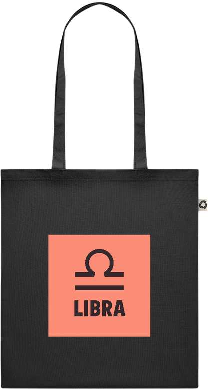 Zodiac Libra Design - Recycled cotton colored shopping bag_BLACK_front