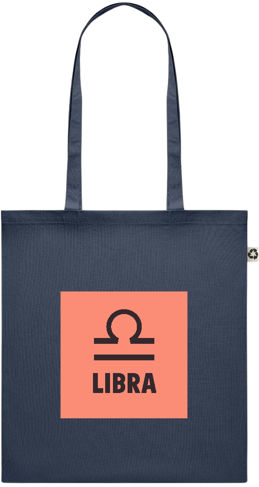 Zodiac Libra Design - Recycled cotton colored shopping bag_FRENCH NAVY_front