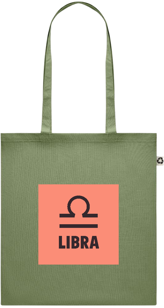 Zodiac Libra Design - Recycled cotton colored shopping bag_GREEN_front