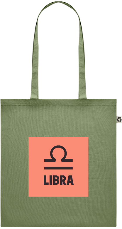 Zodiac Libra Design - Recycled cotton colored shopping bag_GREEN_front