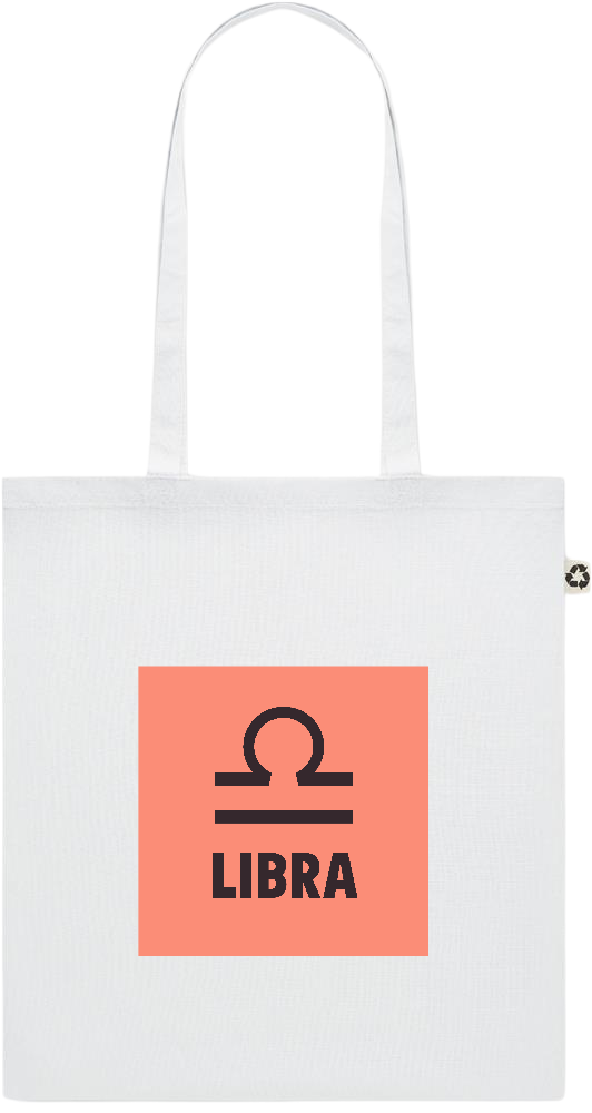 Zodiac Libra Design - Recycled cotton colored shopping bag_WHITE_front