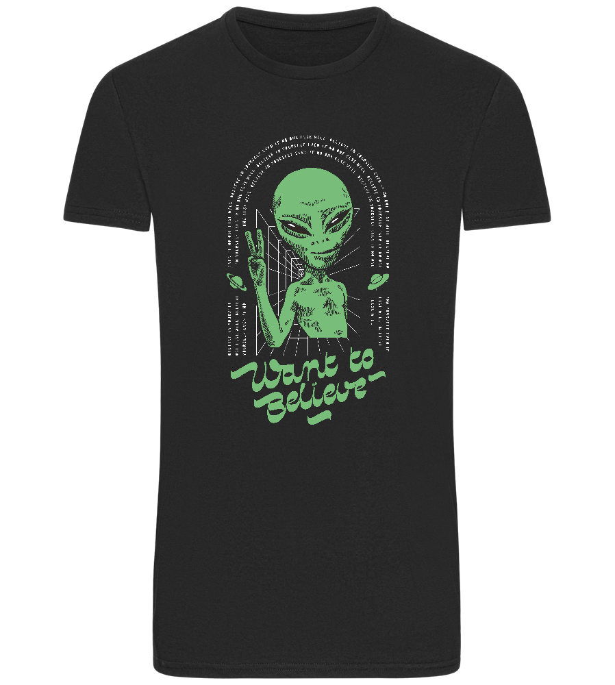 Want To Believe Alien Design - Basic Unisex T-Shirt_DEEP BLACK_front