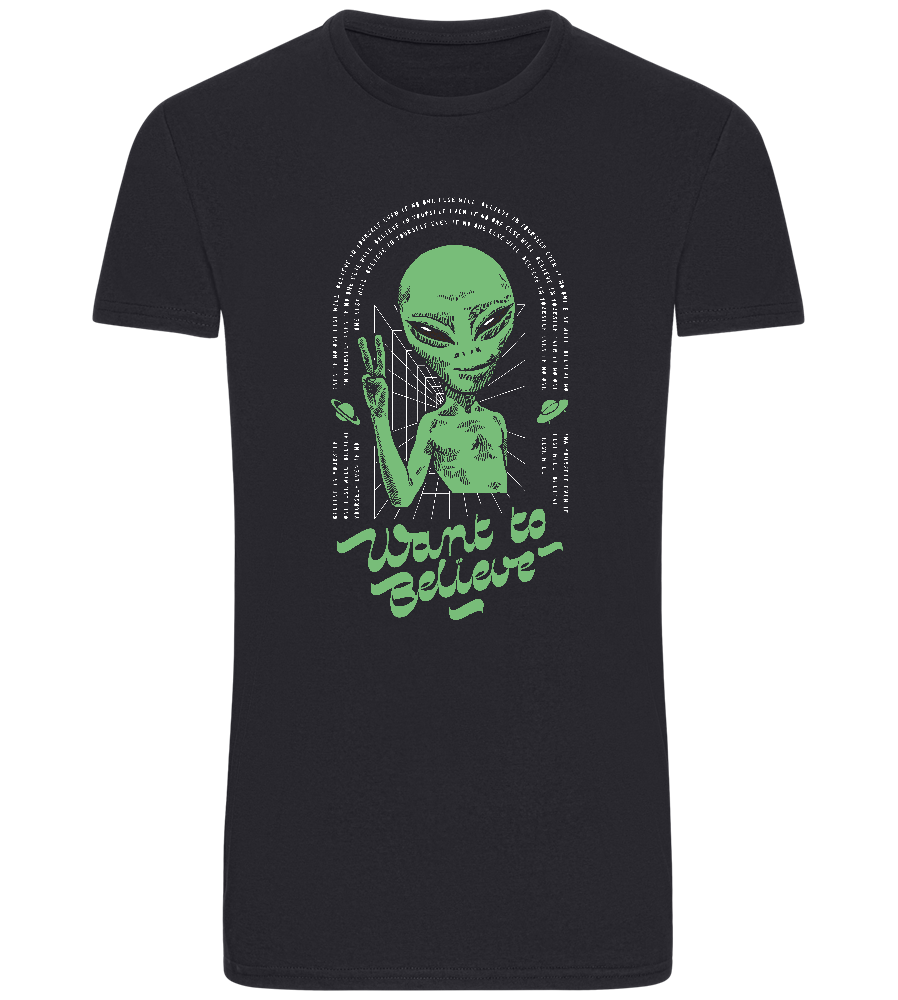 Want To Believe Alien Design - Basic Unisex T-Shirt_FRENCH NAVY_front