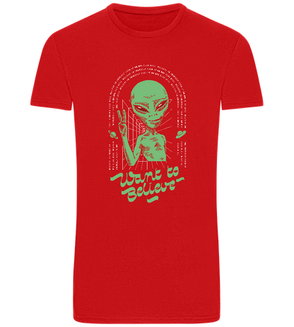 Want To Believe Alien Design - Basic Unisex T-Shirt_RED_front