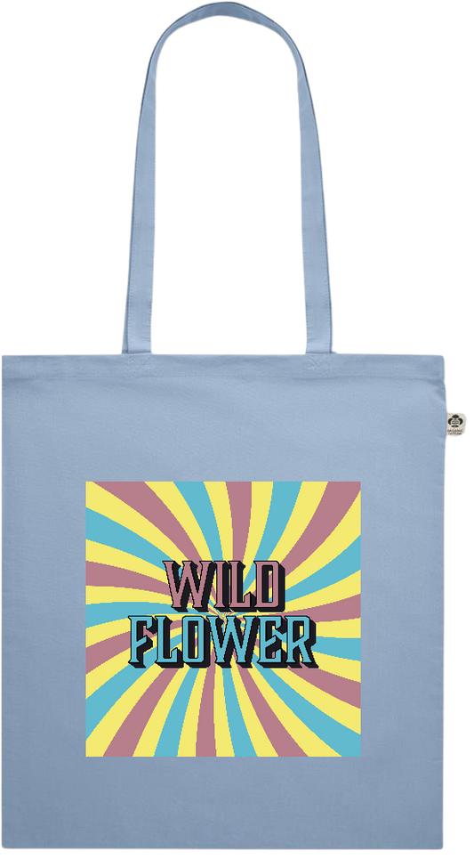 Wild Flower Design - Premium colored organic cotton shopping bag_BABY BLUE_front