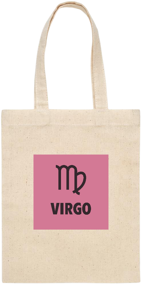 Zodiac Virgo Design - Essential small colored handle gift bag_BEIGE_front