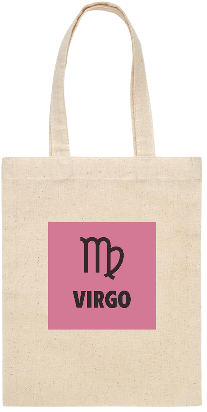 Zodiac Virgo Design - Essential small colored handle gift bag_BEIGE_front