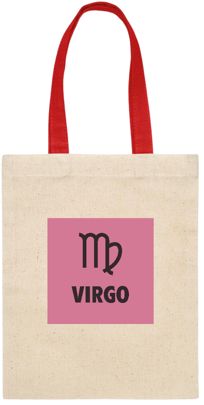 Zodiac Virgo Design - Essential small colored handle gift bag_RED_front