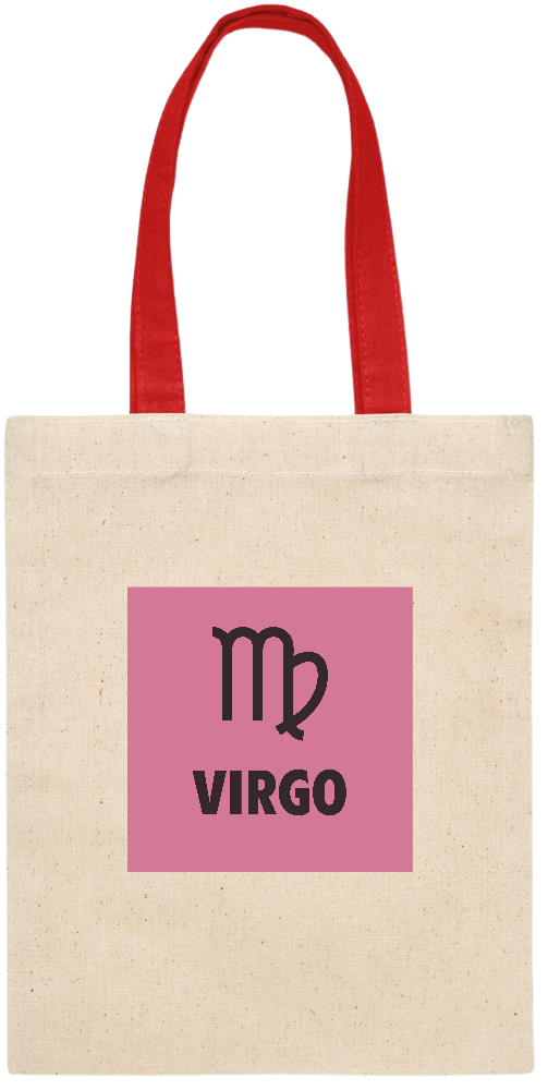 Zodiac Virgo Design - Essential small colored handle gift bag_RED_front