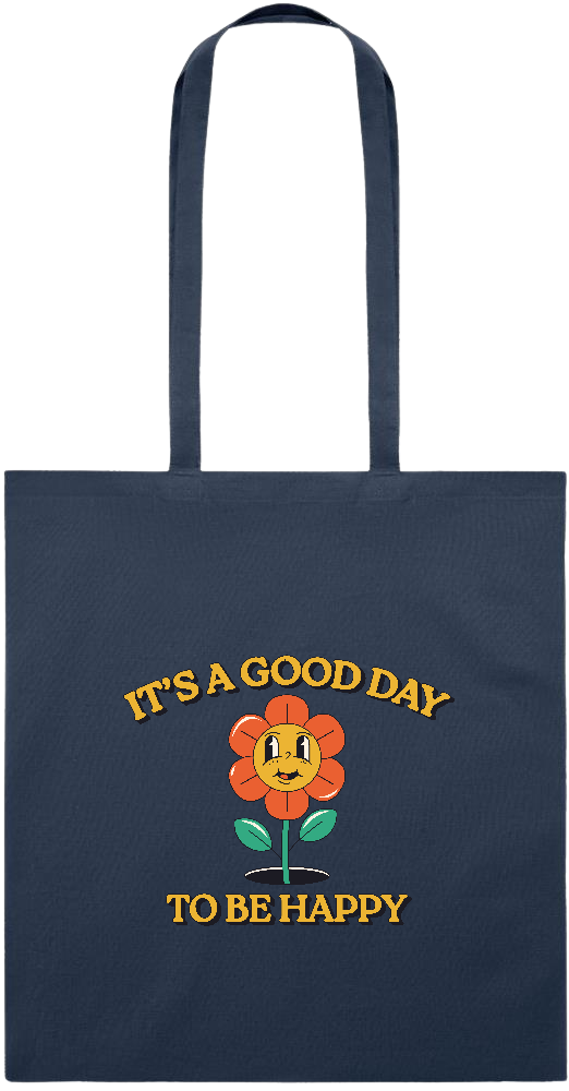 Its a Good Day to be Happy Design - Essential colored event tote bag_FRENCH NAVY_front