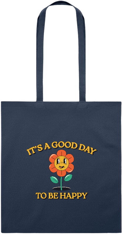 Its a Good Day to be Happy Design - Essential colored event tote bag_FRENCH NAVY_front