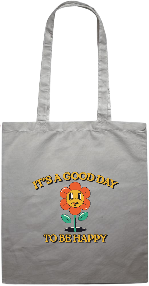 Its a Good Day to be Happy Design - Essential colored event tote bag_GREY_front