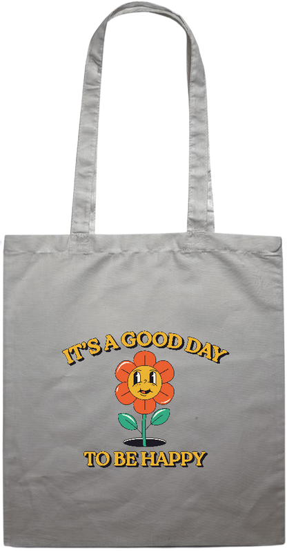 Its a Good Day to be Happy Design - Essential colored event tote bag_GREY_front