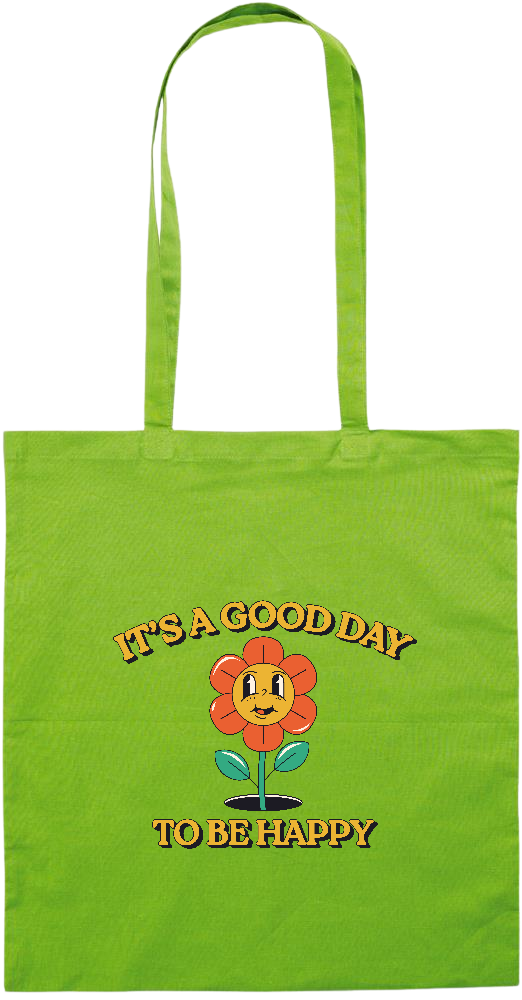 Its a Good Day to be Happy Design - Essential colored event tote bag_LIME_front