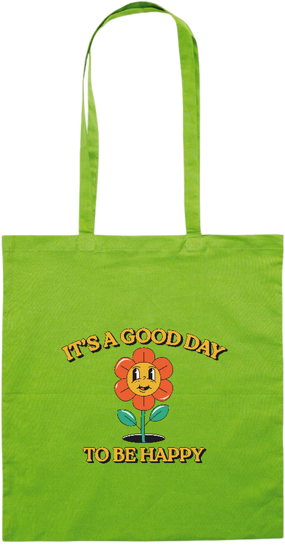 Its a Good Day to be Happy Design - Essential colored event tote bag_LIME_front