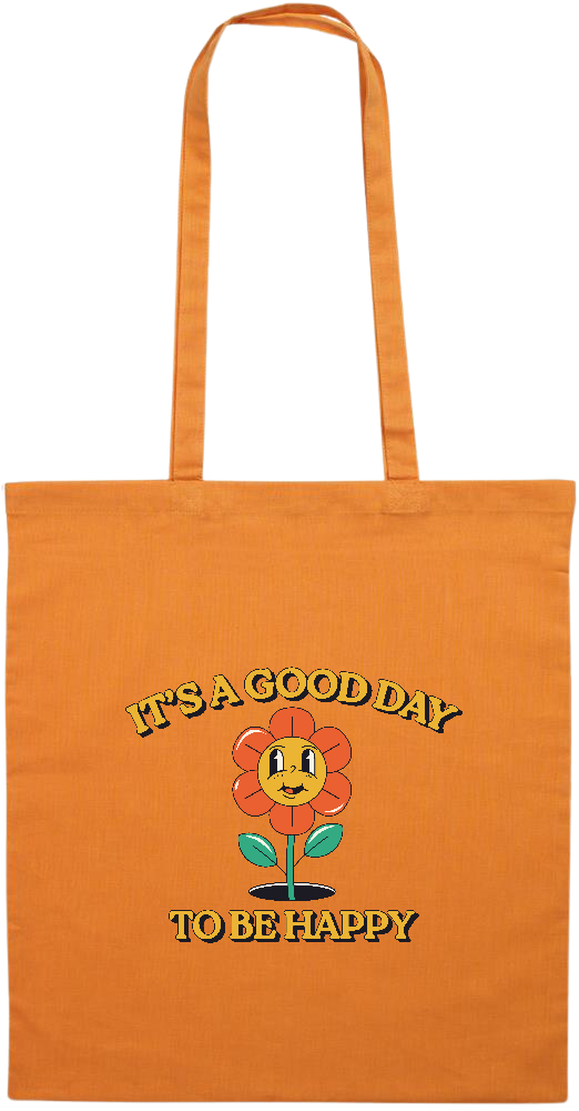 Its a Good Day to be Happy Design - Essential colored event tote bag_ORANGE_front