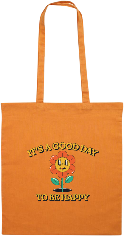 Its a Good Day to be Happy Design - Essential colored event tote bag_ORANGE_front