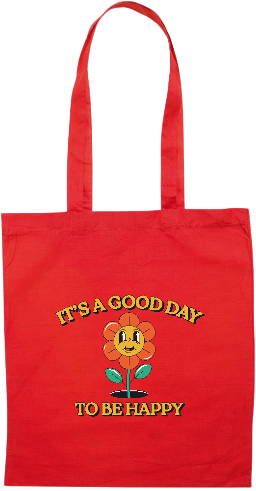 Its a Good Day to be Happy Design - Essential colored event tote bag_RED_front