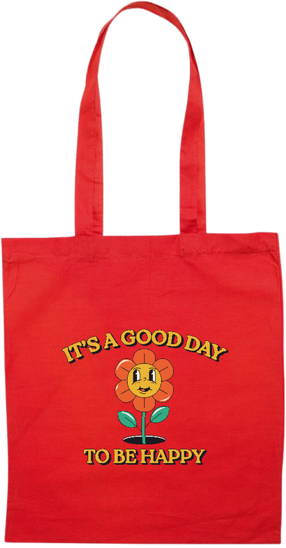 Its a Good Day to be Happy Design - Essential colored event tote bag_RED_front